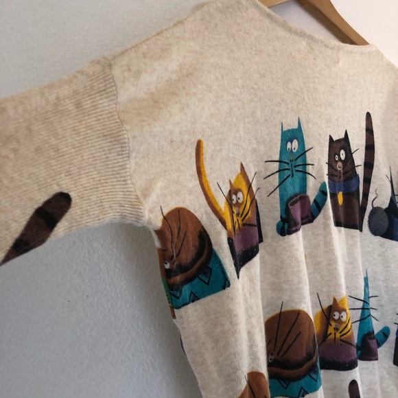 Purplish London Kitty Cat Print Sweater Women’s M - Picture 4 of 6